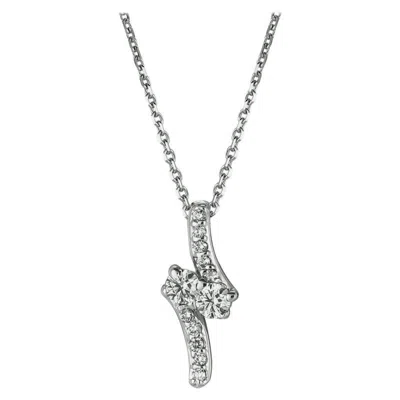 Pre-owned Morris & David 0.25 Carat Natural 2-stone Diamond Necklace 14 Karat White Gold G Si Chain