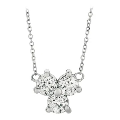 Pre-owned Morris & David 0.25 Carat Natural 3-stone Diamond Necklace 14 Karat White Gold G Si Chain