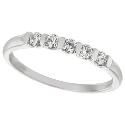 Pre-owned Morris & David 0.25 Carat Natural Diamond 5-stone Ring Band G Si 14 Karat White Gold