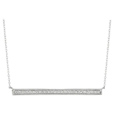 Pre-owned Morris & David 0.25 Carat Natural Diamond Bar Necklace 14 Karat White Gold G Si Chain