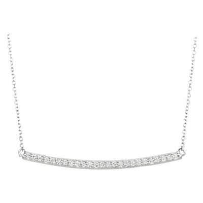 Pre-owned Morris & David 0.25 Carat Natural Diamond Bar Necklace Pendant 14k White Gold