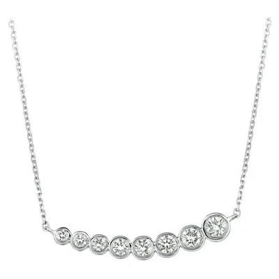 Pre-owned Morris & David 0.25 Carat Natural Diamond Bezel Necklace 14 Karat White Gold G Si Chain