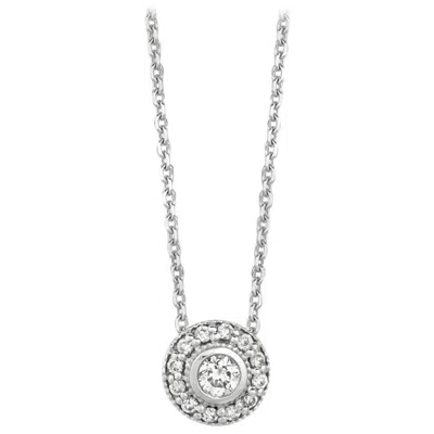 Pre-owned Morris & David 0.25 Carat Natural Diamond Bezel Necklace Pendant 14 Karat White Gold G Si