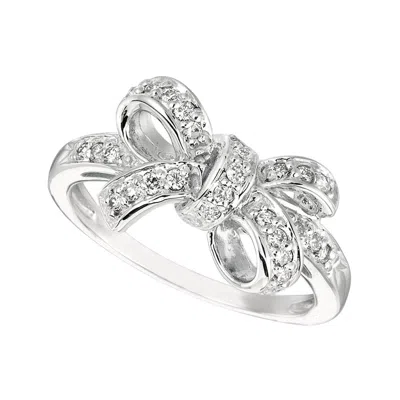 Pre-owned Morris & David 0.25 Carat Natural Diamond Bow Ring G Si 14 Karat White Gold