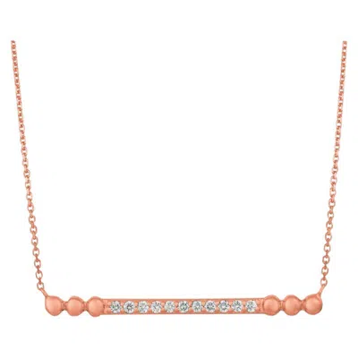 Pre-owned Morris & David 0.25 Carat Natural Diamond Bubble Bar Necklace 14 Karat Rose Gold In Red