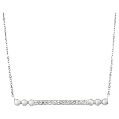 Pre-owned Morris & David 0.25 Carat Natural Diamond Bubble Bar Necklace 14 Karat White Gold G Si
