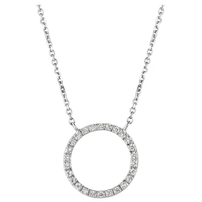 Pre-owned Morris & David 0.25 Carat Natural Diamond Circle Necklace 14 Karat White Gold G Si