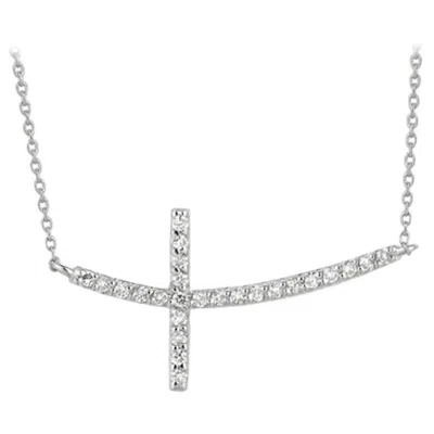 Pre-owned Morris & David 0.25 Carat Natural Diamond Cross Pendant Necklace 14 Karat White Gold G Si Chain