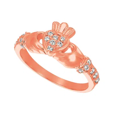 Pre-owned Morris & David 0.25 Carat Natural Diamond Crown Heart Ring G Si 14 Karat Rose Gold In Red