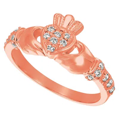 Pre-owned Morris & David 0.25 Carat Natural Diamond Crown Heart Ring G Si 14 Karat Rose Gold In Red