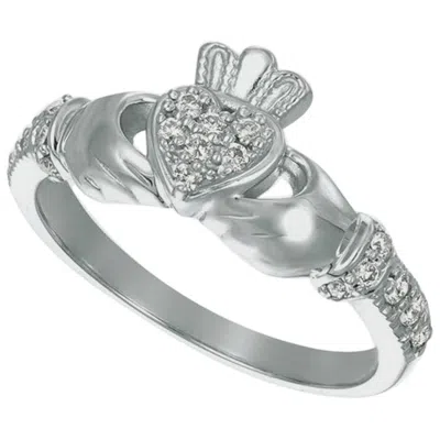Pre-owned Morris & David 0.25 Carat Natural Diamond Crown Heart Ring G Si 14 Karat White Gold