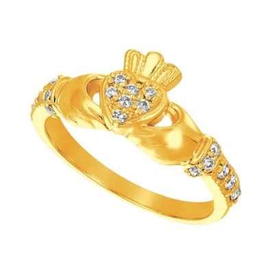 Pre-owned Morris & David 0.25 Carat Natural Diamond Crown Heart Ring G Si 14 Karat Yellow Gold
