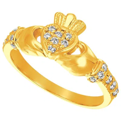 Pre-owned Morris & David 0.25 Carat Natural Diamond Crown Heart Ring G Si 14 Karat Yellow Gold