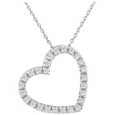 Pre-owned Morris & David 0.25 Carat Natural Diamond Heart Necklace 14 Karat White Gold G Si Chain