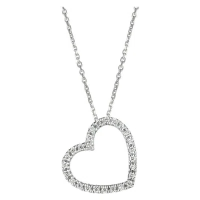 Pre-owned Morris & David 0.25 Carat Natural Diamond Heart Necklace Pendant 14 Karat White Gold G Si