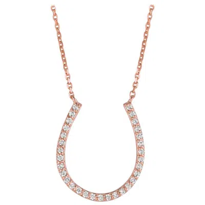 Pre-owned Morris & David 0.25 Carat Natural Diamond Horseshoe Necklace Pendant 14 Karat Rose Gold Chain In Red