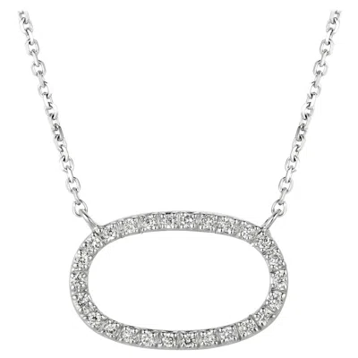 Pre-owned Morris & David 0.25 Carat Natural Diamond Oval Necklace 14 Karat White Gold G Si