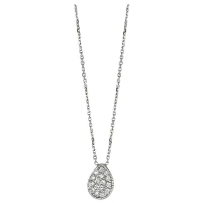 Pre-owned Morris & David 0.25 Carat Natural Diamond Pear Shape Necklace 14 Karat White Gold