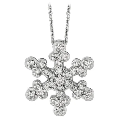 Pre-owned Morris & David 0.25 Carat Natural Diamond Snow Flake Necklace 14 Karat White Gold G Si Chain