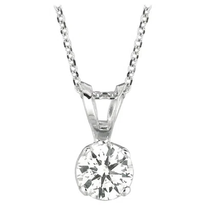 Pre-owned Morris & David 0.25 Carat Natural Diamond Solitaire Necklace 14 Karat White Gold G Si Chain