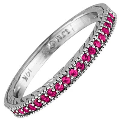Pre-owned Morris & David 0.25 Carat Natural Pink Sapphire Stackable Guard Ring 14 Karat White Gold