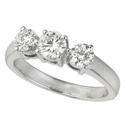 Pre-owned Morris & David 0.26 Carat 3 Stone Natural Diamond Ring G Si 14k White Gold