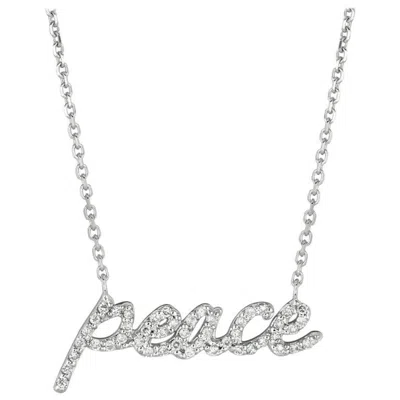 Pre-owned Morris & David 0.26 Carat Natural Diamond Peace Necklace 14 Karat White Gold