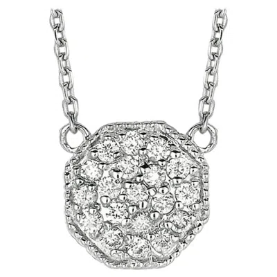 Pre-owned Morris & David 0.27 Carat Natural Diamond Octagonal Shape Necklace 14 Karat White Gold