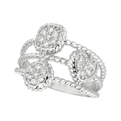 Pre-owned Morris & David 0.28 Carat Natural Diamond Cocktail Ring G Si 14k White Gold