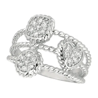 Pre-owned Morris & David 0.28 Carat Natural Diamond Cocktail Ring G Si 14k White Gold
