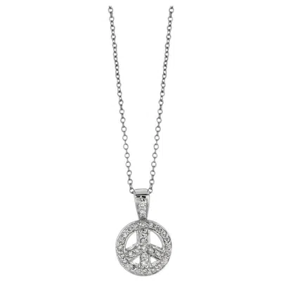 Pre-owned Morris & David 0.28 Carat Natural Diamond Peace Sign Necklace Pendant 14 Karat White Gold Chain