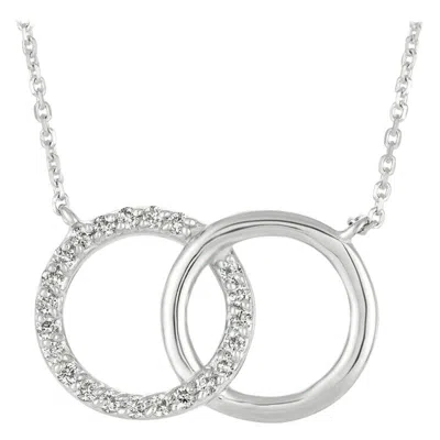 Pre-owned Morris & David 0.29 Carat Natural Diamond Double Circle Necklace 14 Karat White Gold G Si
