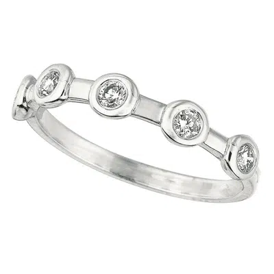 Pre-owned Morris & David 0.30 Carat 5 Stone Natural Diamond Bezel Set Ring Band G Si 14k White Gold