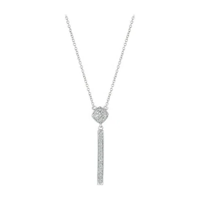 Pre-owned Morris & David 0.30 Carat Natural Diamond Bar Drop Necklace Pendant 14 Karat White Gold G Si