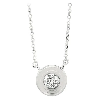 Pre-owned Morris & David 0.30 Carat Natural Diamond Bezel Necklace Pendant 14k White Gold