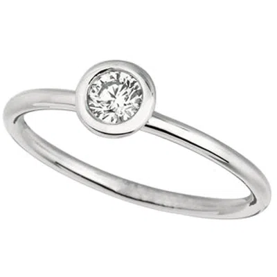 Pre-owned Morris & David 0.30 Carat Natural Diamond Bezel Set Ring G Si 14 Karat White Gold