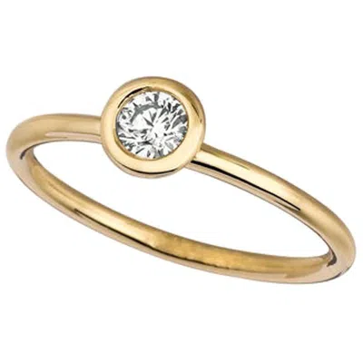 Pre-owned Morris & David 0.30 Carat Natural Diamond Bezel Set Ring G Si 14 Karat Yellow Gold