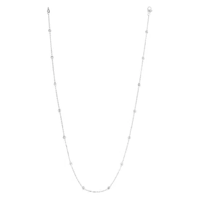 Pre-owned Morris & David 0.33 Carat Diamond By The Yard Necklace G Si 14 Karat White Gold 14 Stones