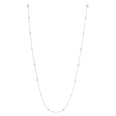 Pre-owned Morris & David 0.33 Carat Diamond By The Yard Necklace G Si 14 Karat White Gold 14 Stones