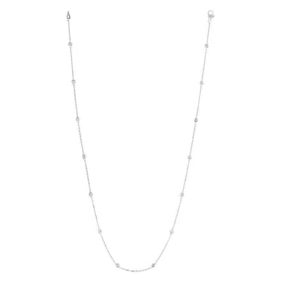 Pre-owned Morris & David 0.33 Carat Diamond By The Yard Necklace G Si 14 Karat White Gold 14 Stones