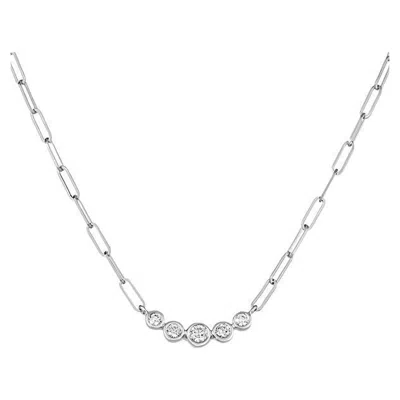 Pre-owned Morris & David 0.33 Carat Natural Diamond Bezel Paper Clip Necklace 14k White Gold