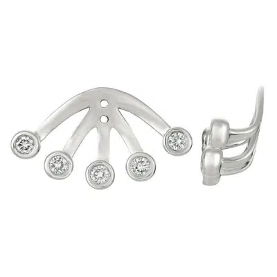 Pre-owned Morris & David 0.33 Carat Natural Diamond Bezel Set Earrings Jackets 14k White Gold