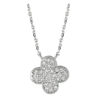 Pre-owned Morris & David 0.33 Carat Natural Diamond Clover Cluster Necklace 14 Karat White Gold G Si