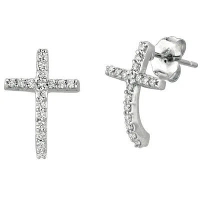 Pre-owned Morris & David 0.33 Carat Natural Diamond Cross Earrings G Si 14k White Gold