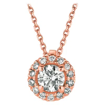 Pre-owned Morris & David 0.33 Carat Natural Diamond Necklace Pendant 14 Karat Rose Gold G Si Chain In Red