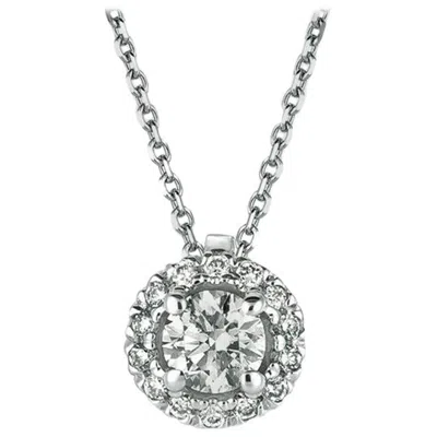 Pre-owned Morris & David 0.33 Carat Natural Diamond Necklace Pendant 14 Karat White Gold G Si Chain