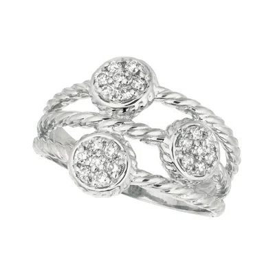 Pre-owned Morris & David 0.34 Carat Natural Diamond Cocktail Ring G Si 14 Karat White Gold