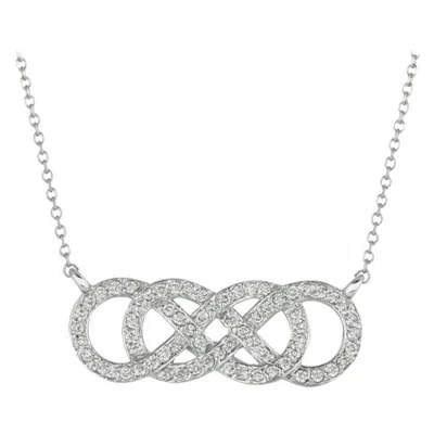 Pre-owned Morris & David 0.34 Carat Natural Diamond Necklace 14 Karat White Gold G Si Chain
