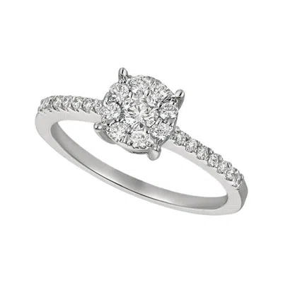 Pre-owned Morris & David 0.35 Carat Natural Diamond Cluster Ring G Si 14 Karat White Gold