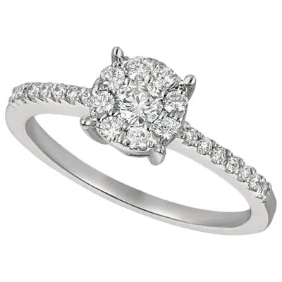 Pre-owned Morris & David 0.35 Carat Natural Diamond Cluster Ring G Si 14 Karat White Gold